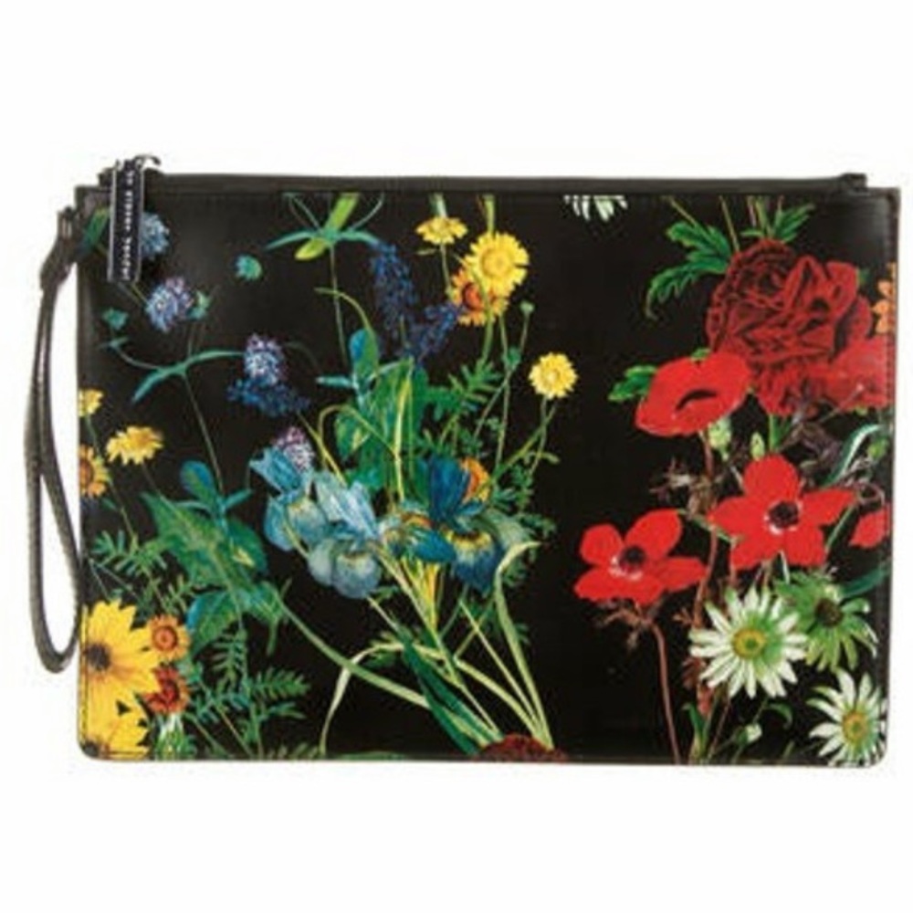 Alice + Olivia black flower clutch with zipper